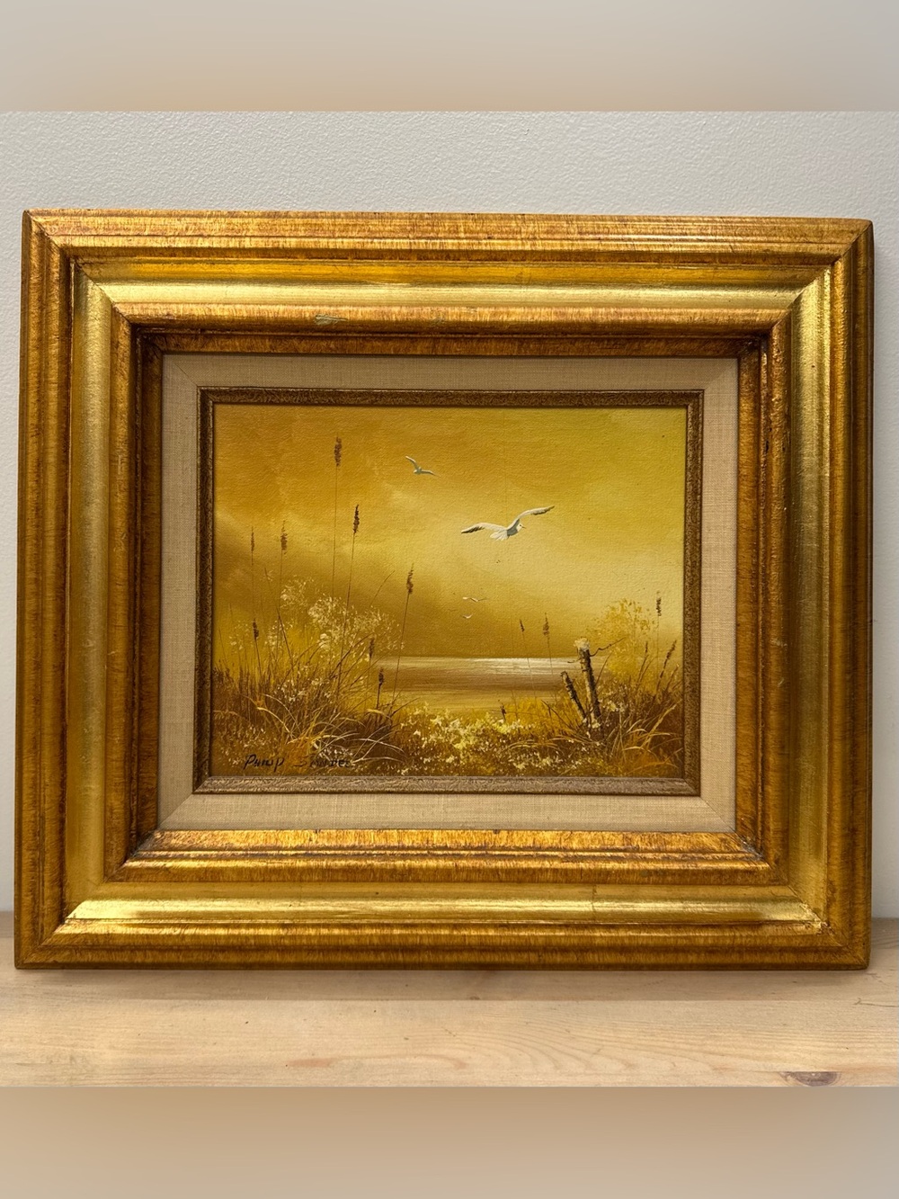 Vintage Coastal Seascape oil painting by Philip Sandee